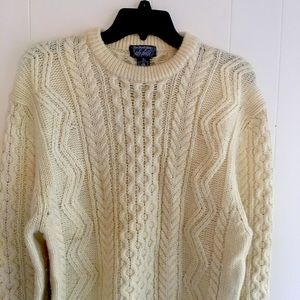 Vintage 50’s Lorde & Taylor The Man’s Shop Virgin Wool Ivory Fisherman Sweater
